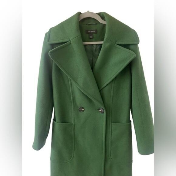 Halogen Womens Double Breasted Long Coat Overcoat Notch Collar Kelly Green S - Picture 8 of 13